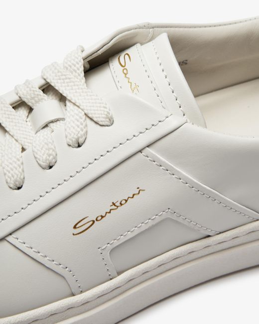 Santoni Double Buckle Sneaker in White für Herren