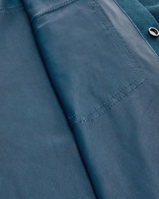 Salvatore Santoro Leder-Overshirt in Blue für Herren