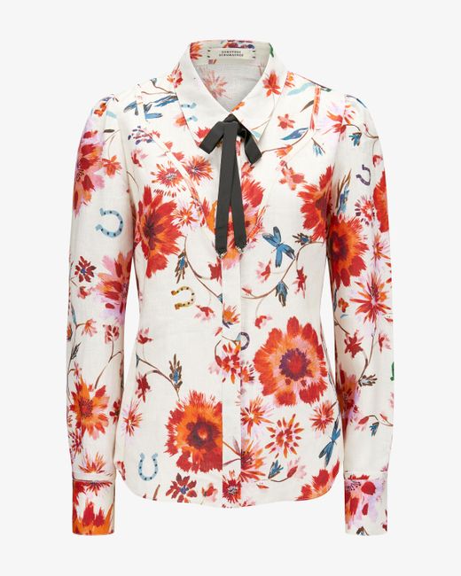 Dorothee Schumacher Red Floral Ease Leinenbluse