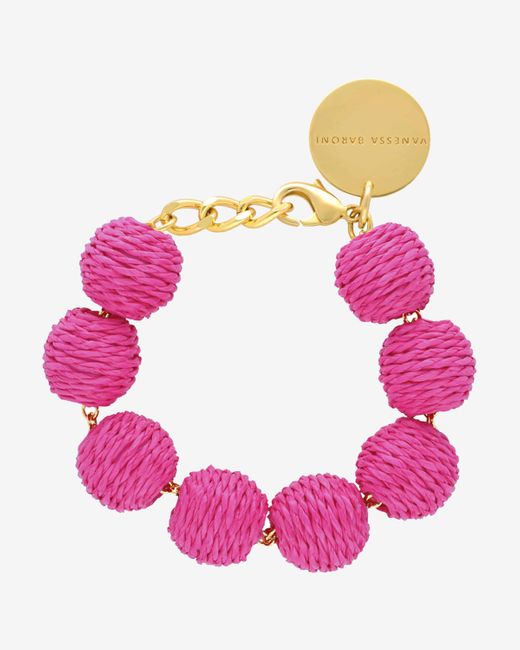 Vanessa Baroni Pink Raffia Beads Armband