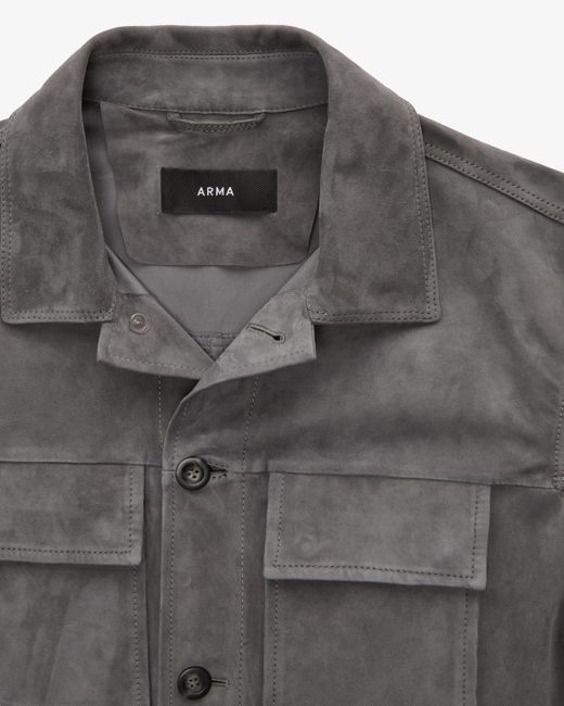 Arma Mex Leder-Shirtjacket in Gray für Herren