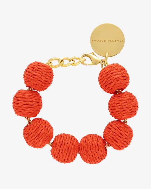 Vanessa Baroni Red Raffia Beads Armband