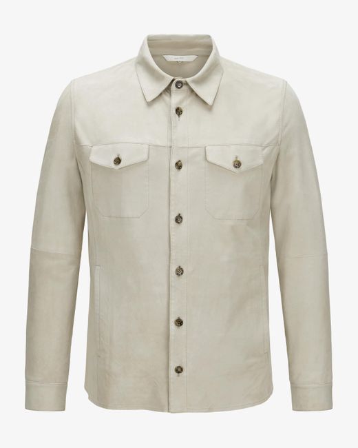 Gimo's Leder-Overshirt in White für Herren
