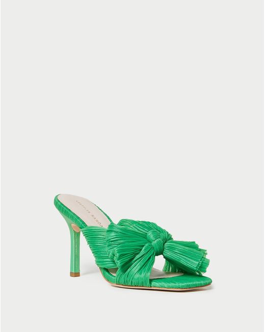 Loeffler Randall Claudia Clover Pleated Bow Mule in Green | Lyst
