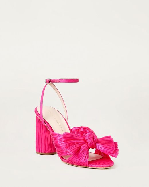 camellia bow heel with ankle strap pink