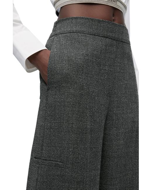 Loewe White Cropped Trousers In Wool