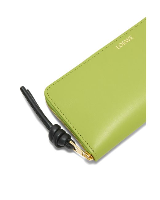 Loewe Green Luxury Knot Zip Around Wallet In Shiny Nappa Calfskin