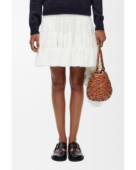 Loewe White Luxury Small Nest Basket Bag In Calfskin