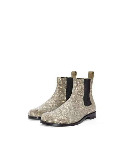 Loewe Multicolor Luxury Campo Chelsea Boot In Calf Suede And Allover Rhinestones for men
