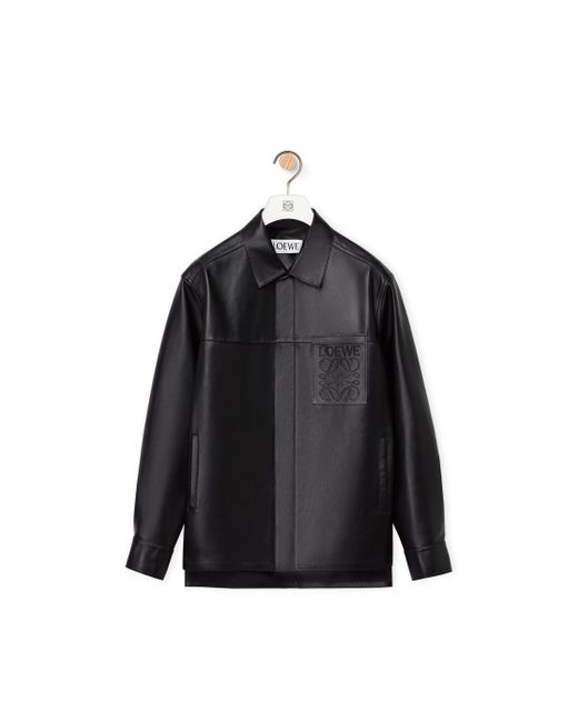 Loewe Black Zip-up Overshirt In Nappa Lambskin for men