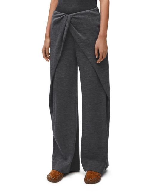 Loewe Black Draped Trousers In Wool And Cashmere