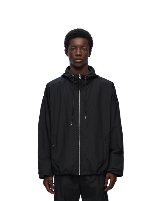 Loewe Black Luxury Hooded Jacket In Technical Silk for men