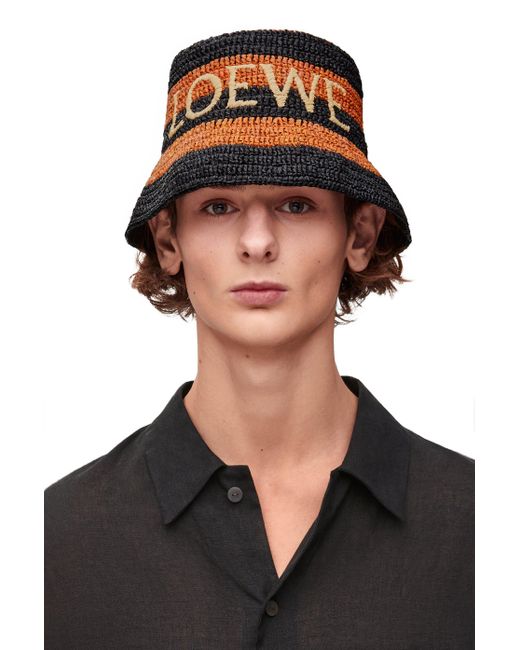 Loewe Black Luxury Bucket Hat In Raffia