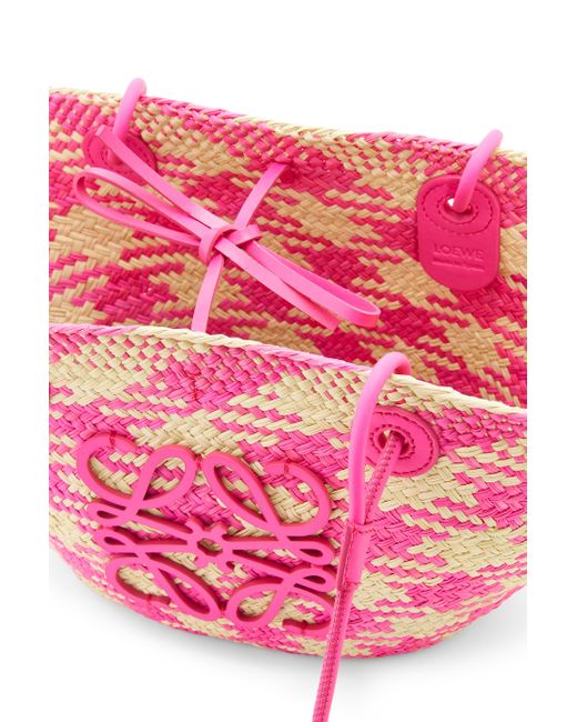 Loewe Pink Small Anagram Basket Bag In Iraca Palm And Calfskin