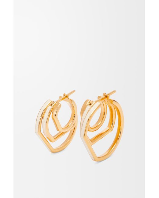 Loewe Metallic Luxury Stacked Hoop Earrings In Sterling Silver And Enamel