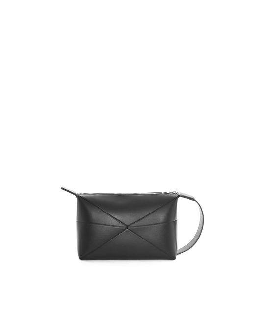 Loewe White Luxury Puzzle Fold Wash Bag In Shiny Calfskin for men