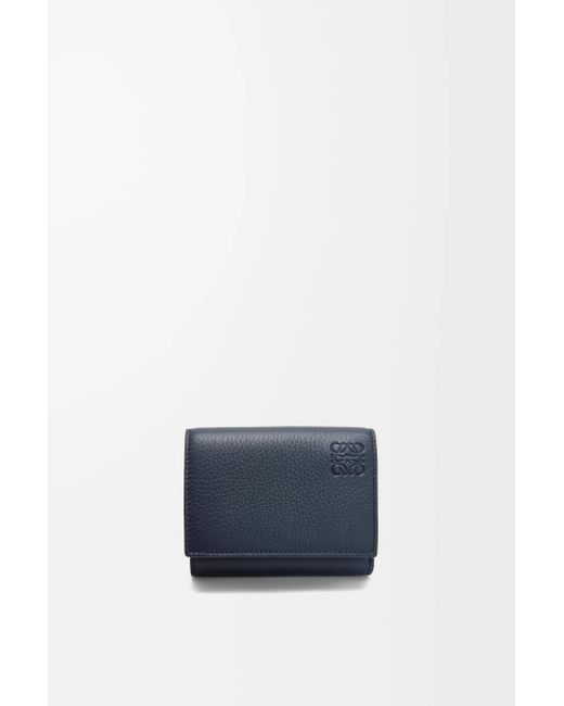 Loewe Blue Luxury Trifold Wallet In Soft Grained Calfskin for men
