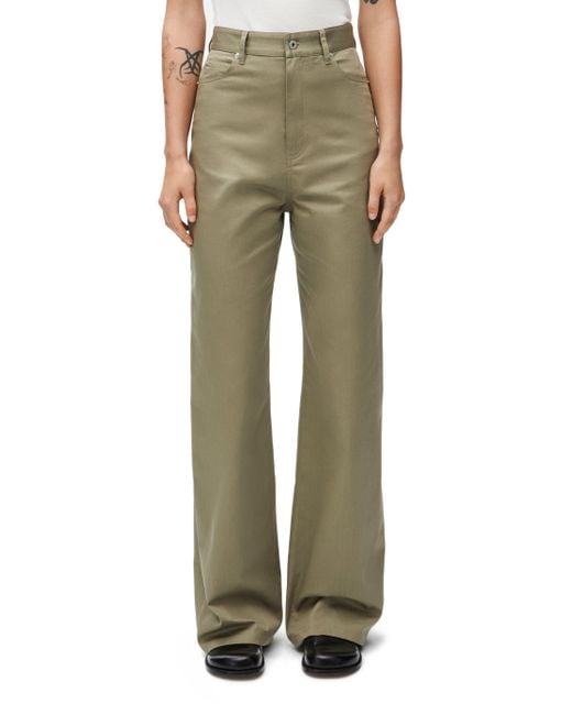 Loewe Green Luxury High Waisted Trousers In Cotton For