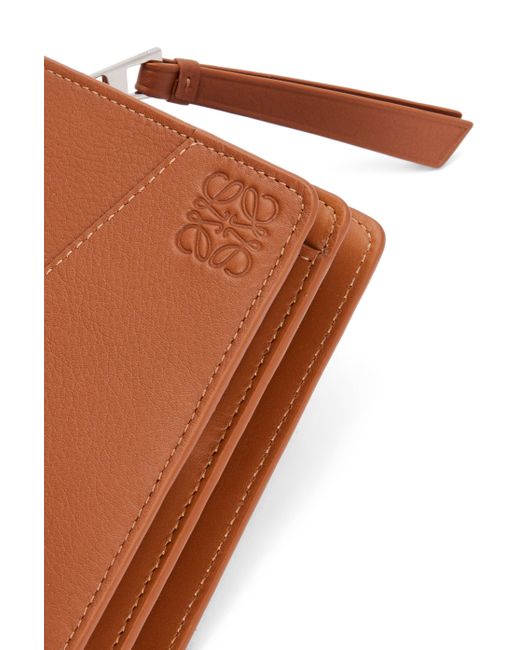 Loewe White Puzzle Slim Compact Wallet In Classic Calfskin