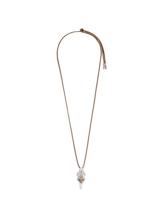Loewe Metallic Otter Pendant Necklace In Silver And Enamel