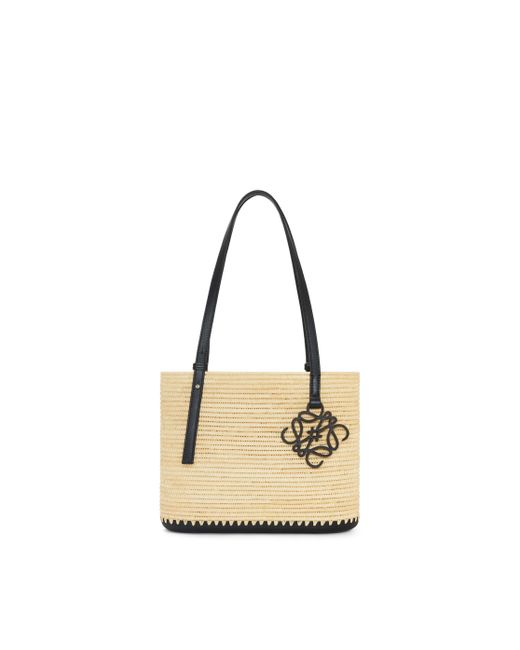 Loewe Natural Small Square Basket Bag In Raffia And Rubber