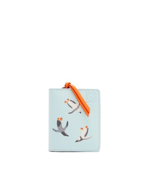 Loewe Blue Penguin Compact Zip Wallet In Satin Calfskin