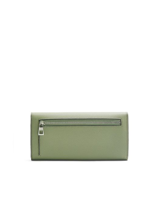 Loewe Green Luxury Anagram Continental Wallet In Pebble Grain Calfskin