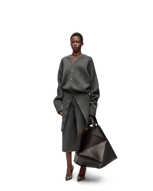 Loewe Black Luxury Draped Coat In Wool Blend