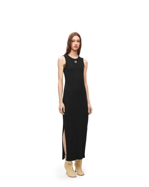 Loewe Black Luxury Anagram Tank Dress In Cotton