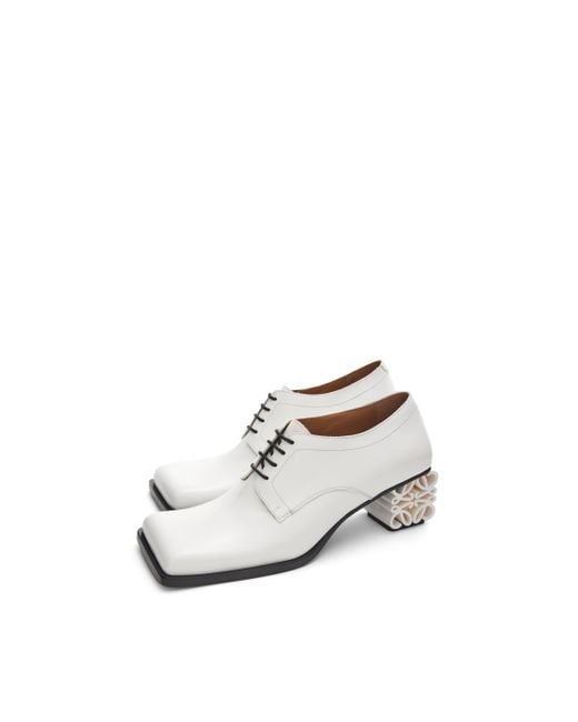 Loewe White Luxury Anagram Heel Brogue In Calfskin