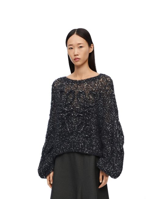 Loewe Black Luxury Anagram Sweater In Mohair Blend