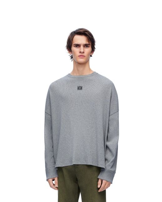 Loewe Gray Luxury Oversized Fit Long Sleeve T-shirt In Cotton for men