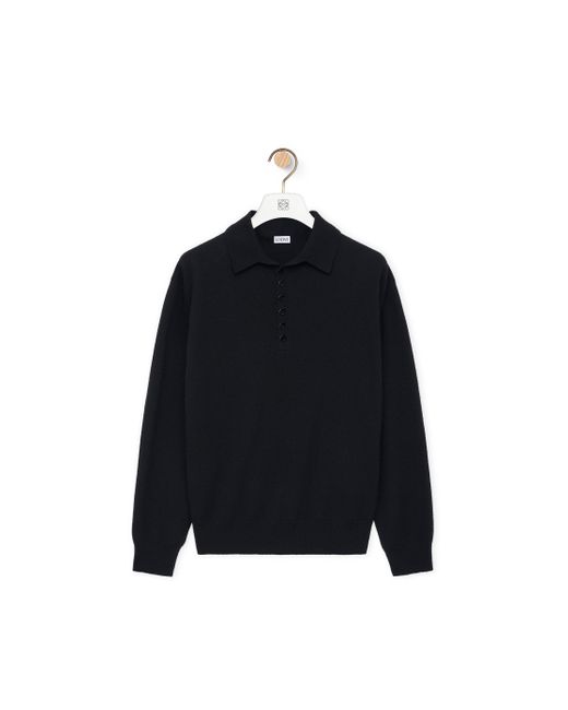 Loewe Black Luxury Polo Sweater In Cashmere For for men