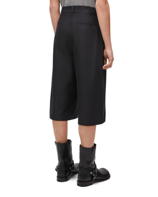 Loewe Blue Pleated Shorts In Cotton for men