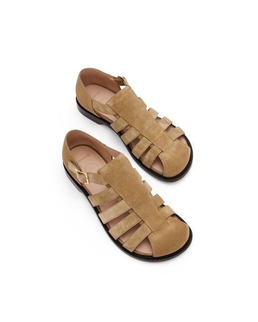 Loewe White Campo Sandal In Suede Calfskin for men