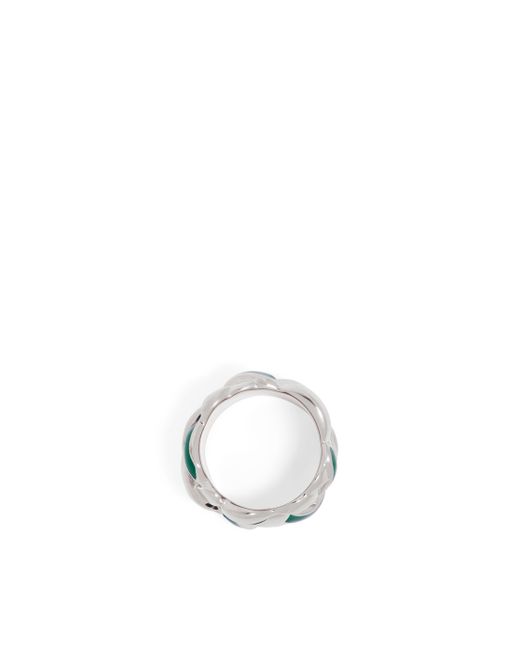 Loewe White Luxury Nest Ring In Sterling Silver And Enamel For