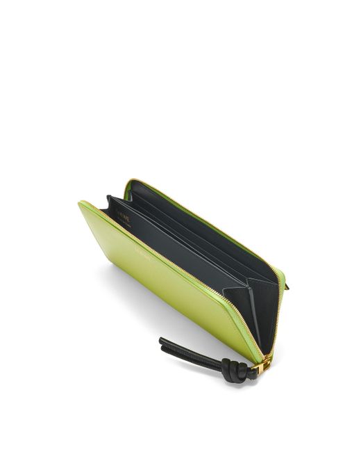 Loewe Green Luxury Knot Zip Around Wallet In Shiny Nappa Calfskin