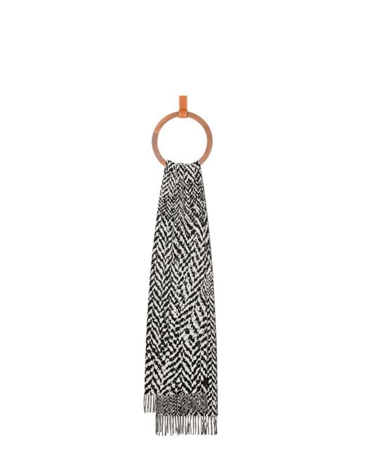 Loewe White Luxury Scarf In Wool And Cashmere For