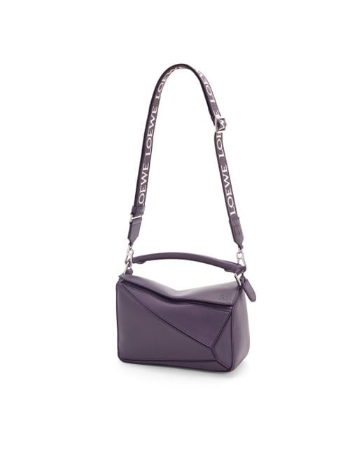 Loewe Purple Small Puzzle Bag In Satin Calfskin