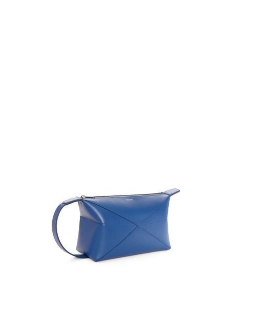 Loewe Blue Puzzle Fold Wash Bag In Shiny Calfskin for men