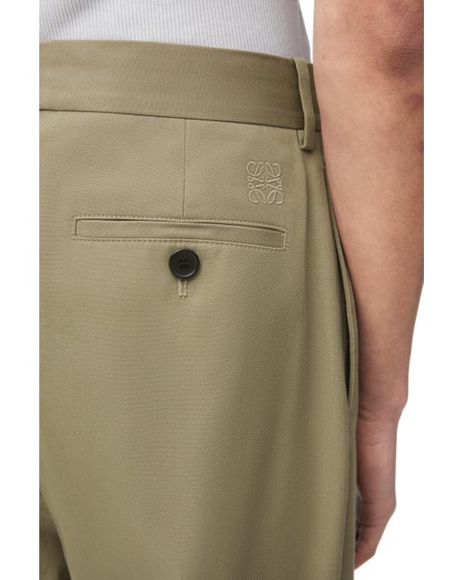 Loewe Green Luxury Pleated Trousers In Cotton for men