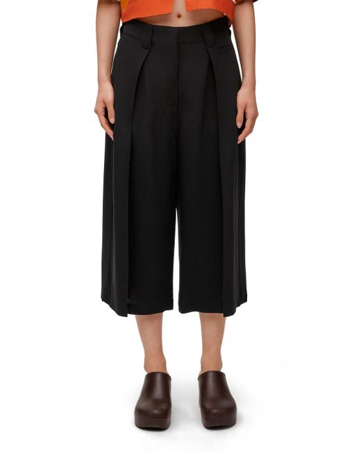 Loewe Black Luxury Pleated Trousers In Viscose And Linen