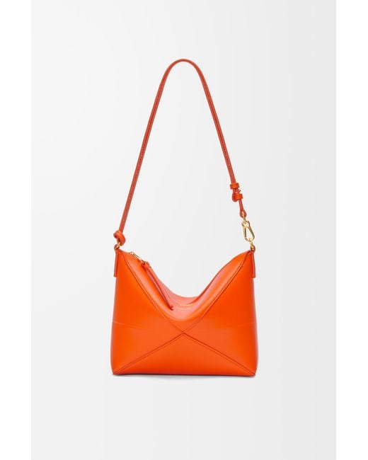 Loewe Orange Luxury Puzzle Fold Pouch In Shiny Nappa Calfskin