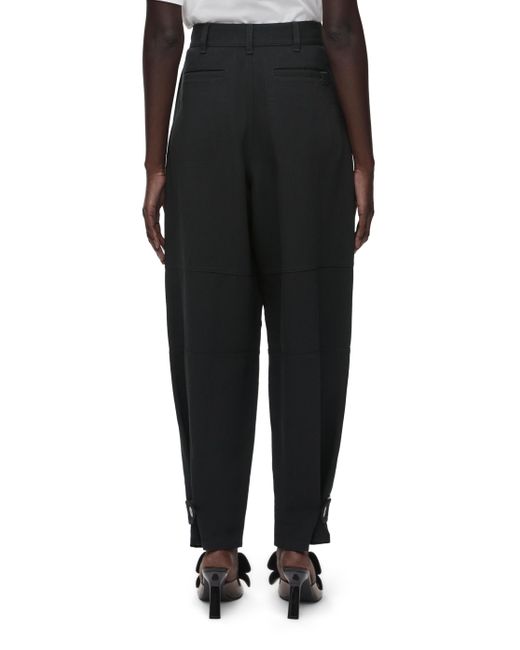Loewe Black Luxury Cargo Trousers In Viscose And Linen