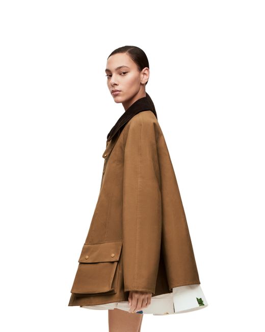 Loewe Brown Luxury Trapeze Parka In Waxed Cotton