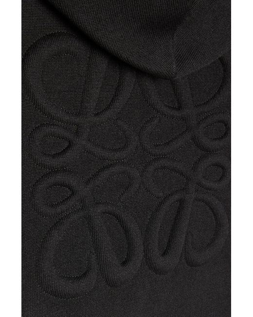 Loewe Black Luxury Anagram Zip-up Hoodie In Wool