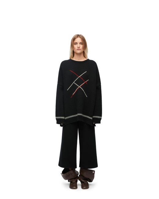 Loewe Black Argyle Sweater In Wool And Alpaca
