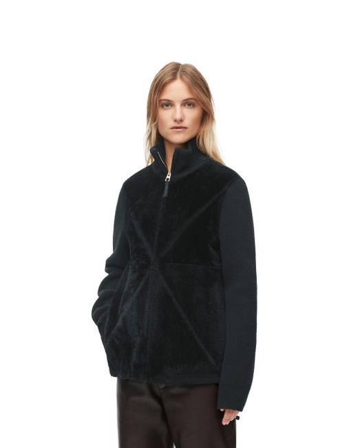 Loewe Puzzle Fold Jacket In Shearling And Wool in Black Lyst