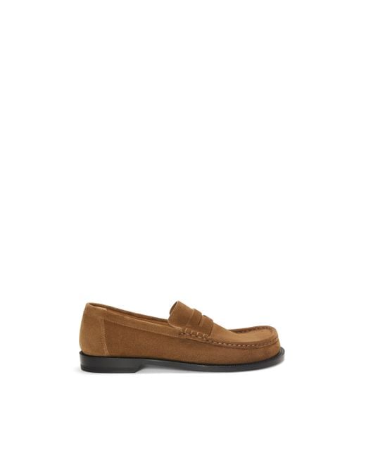 Loewe White Campo Loafer In Suede Calfskin for men
