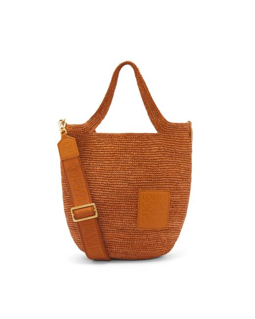 Loewe Brown Luxury Mini Slit Bag In Raffia And Calfskin